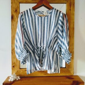 Effortless Blue white Stripe Cotton womens top resort fashion
