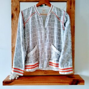 Grey geometric print sporty chic bomber jacket