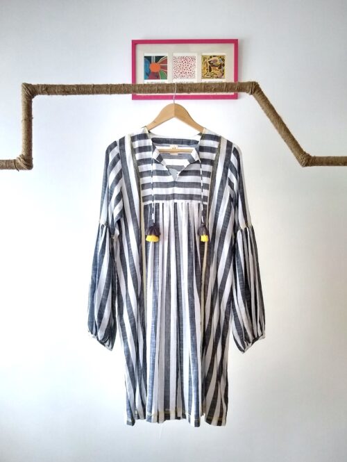 Grey Stripe Boho Dress
