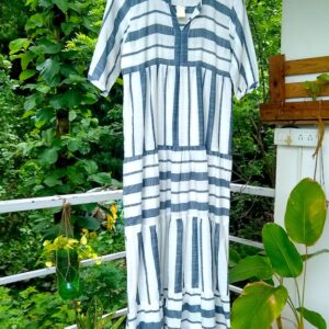Grey N White Stripe Maxi