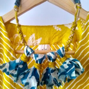 Indigo Mustard Tassel Necklace