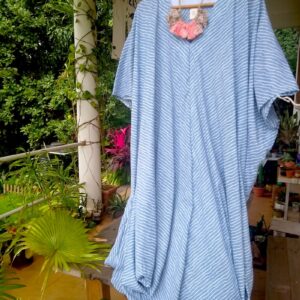 Grey Stripe Kaftan Dress