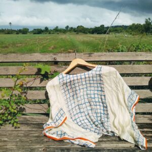 Checkered Blue Kaftan Top