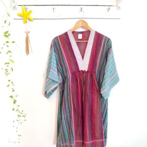 Checkered Kimono Kaftan Dress